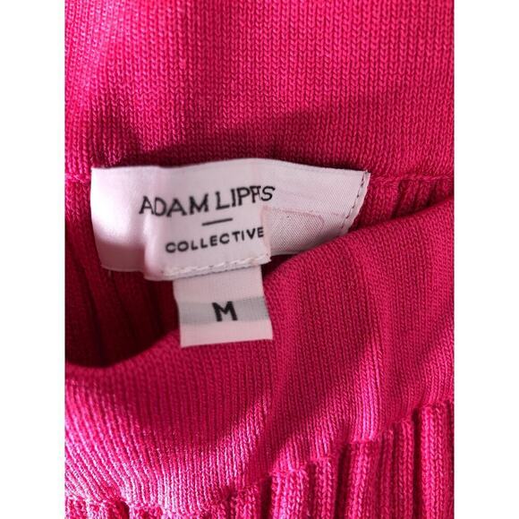 Adam Lippes Collective Pants Ribbed Knit High Waisted Pull On Bootcut Pink M - Picture 5 of 7